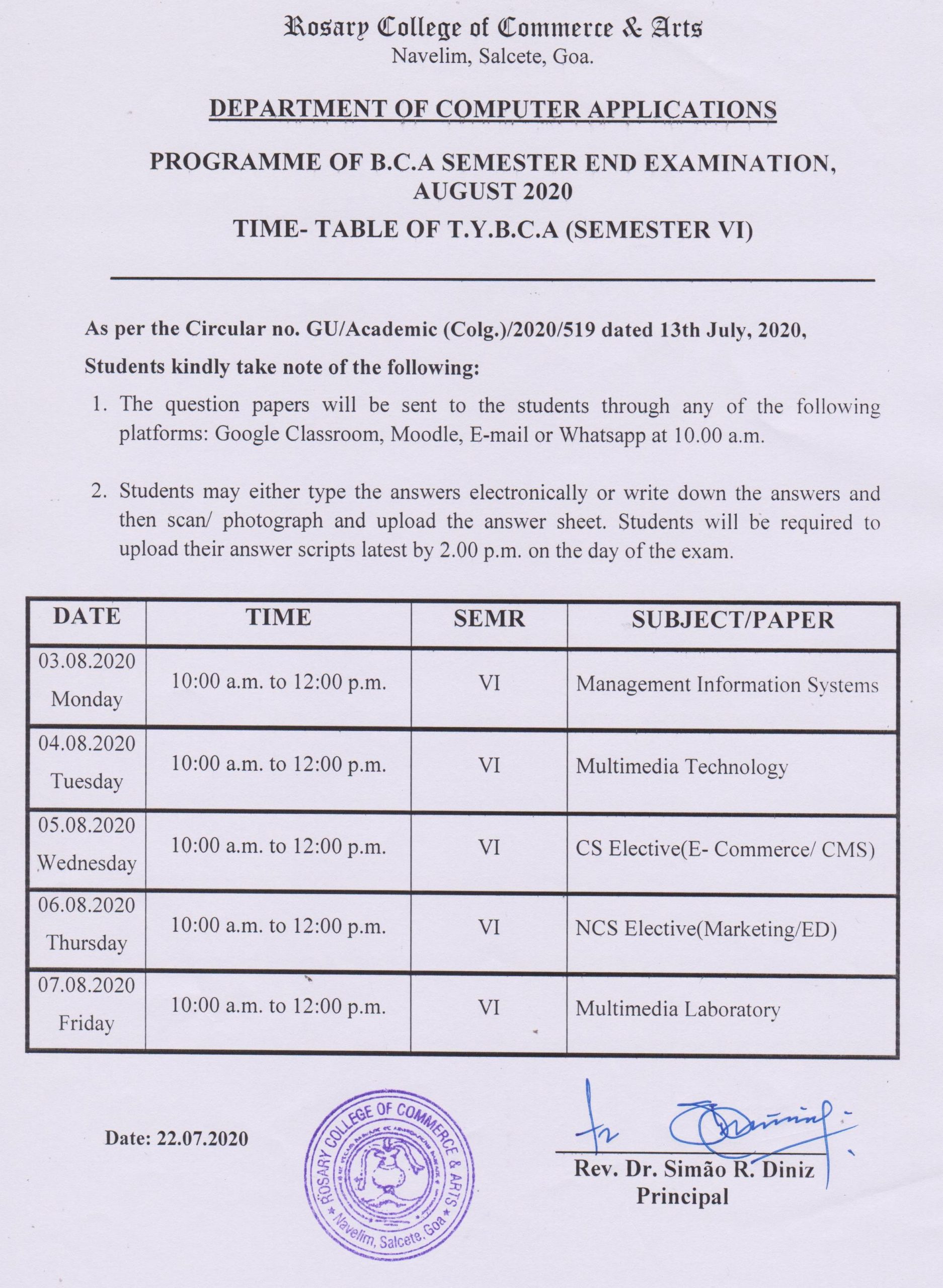 packrat exam timetable