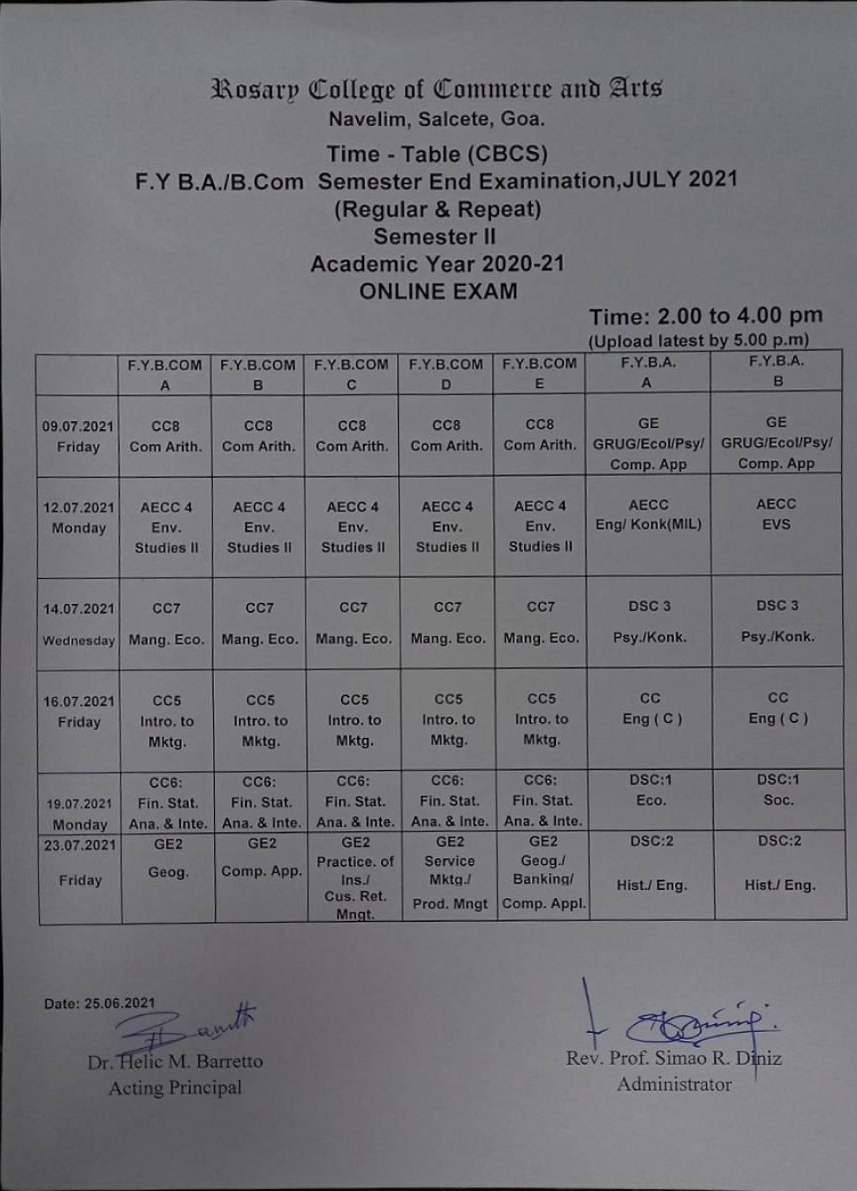 F.Y. / S.Y / T.Y B.A & B.COM TIME TABLE – Rosary College of Commerce ...