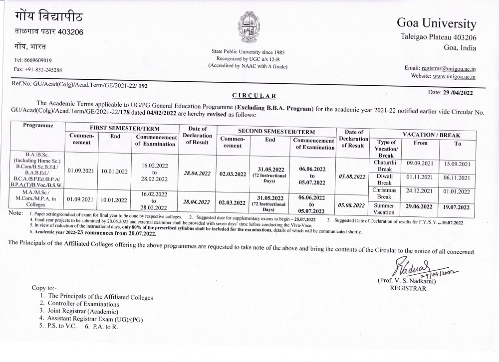 Revised UG/PG Academic Term 2021-22 – General Education Programme ...